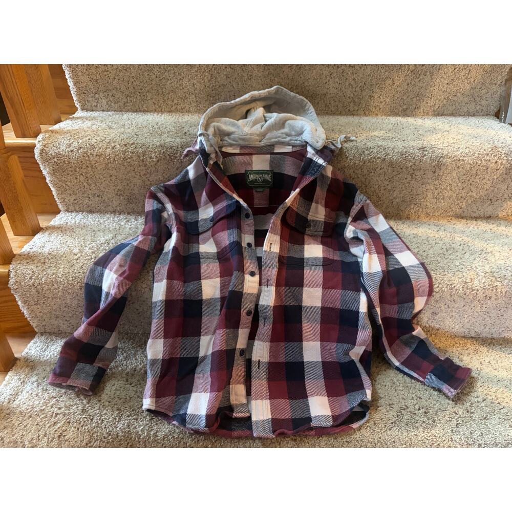 Vintage y2k American Eagle flannel jacket with removeable hood